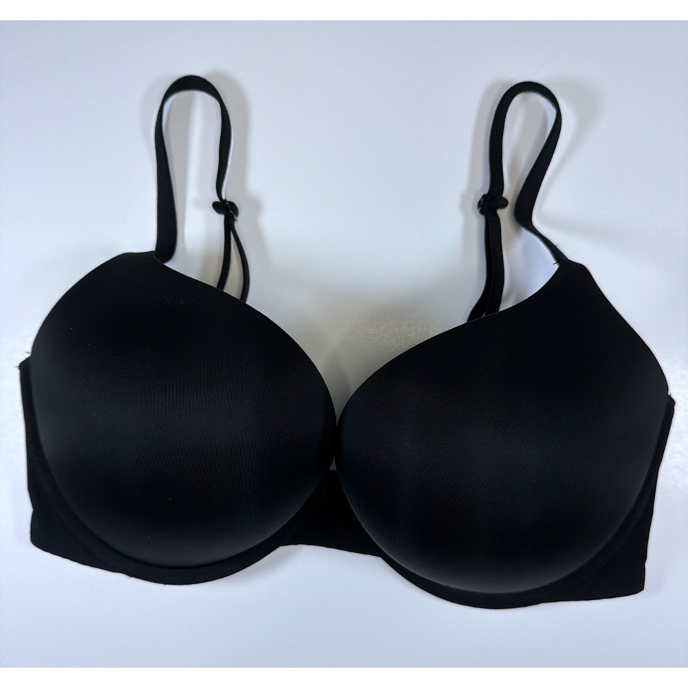 Victoria's Secret Plunge Push Up Bra Black Women's 34DD Padded Underwire